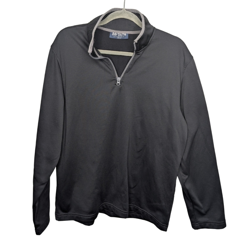 Men’s Aeroline Black Quarter Zip Pullover Active Top M